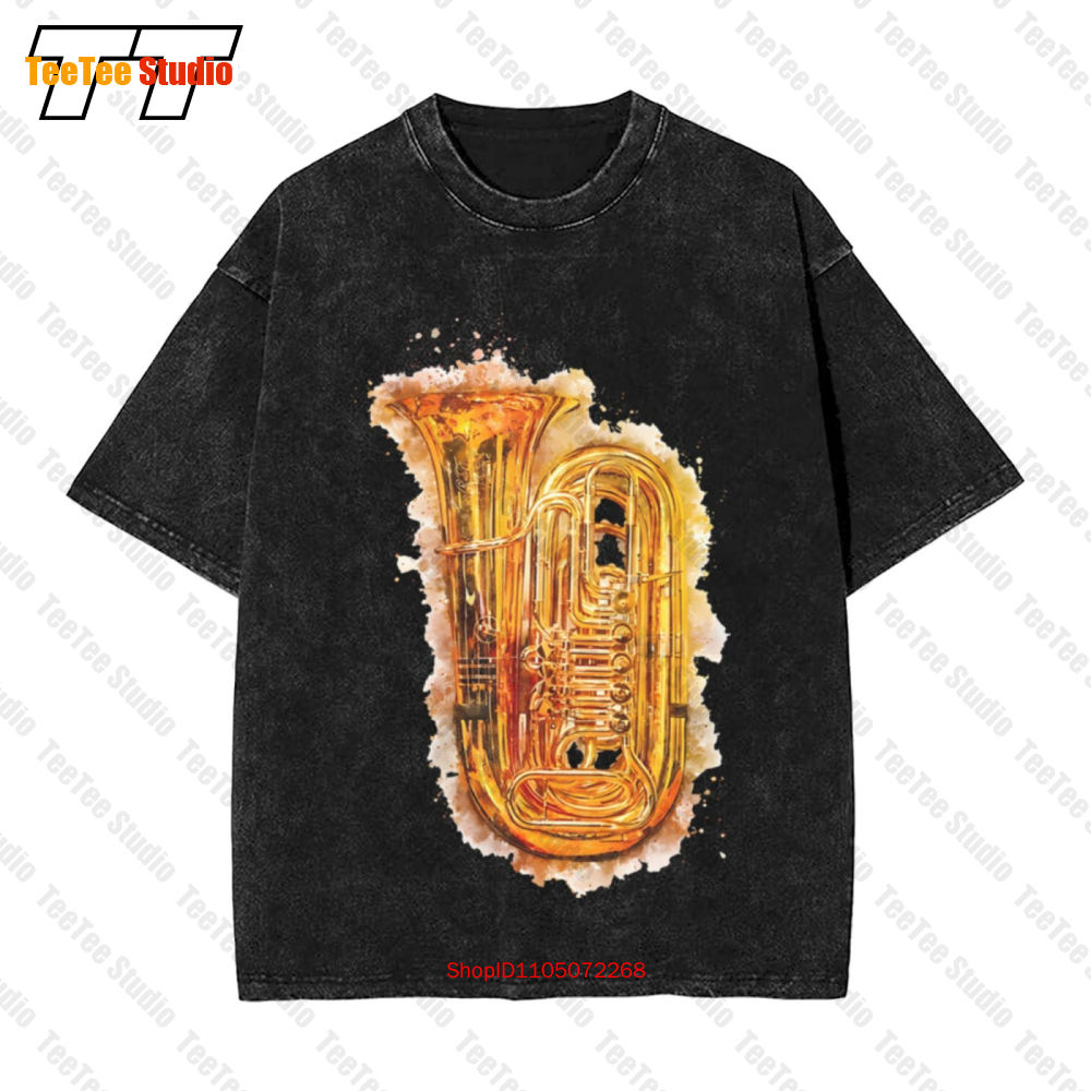 Musical Instrument Tuba - Tuba Renkli Suluboya Parlak Altın Pirinç