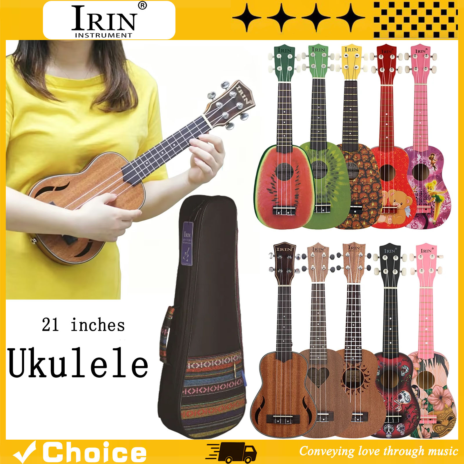 Musical Instrument Qin - 21 inç Ukulele Hawaii Gitar Soprano